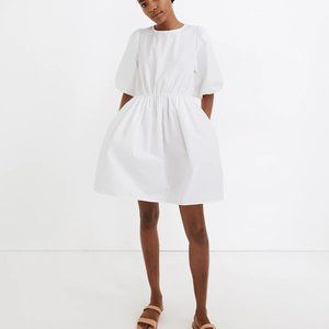 Madewell poplin puff white mini dress in size 8